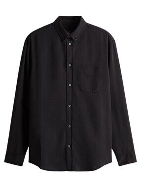 H&M Loose-Fit Button Down Shirt Mens Medium Black Twill
